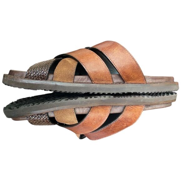 FRYE Andrew Strap Slide Sandals Men’s 10.5 Brown Leather & Suede EUC w/ Bag main image 9